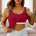 thumbnail image 1 of Siminsem Women's Ribbed Tank Top with Built in Bra Slim Fit Racerback Sleeveless Workout Shirt Scoop Neck Summer Casual Undershirt with Removable Pads, Wine,M, 1 of 9