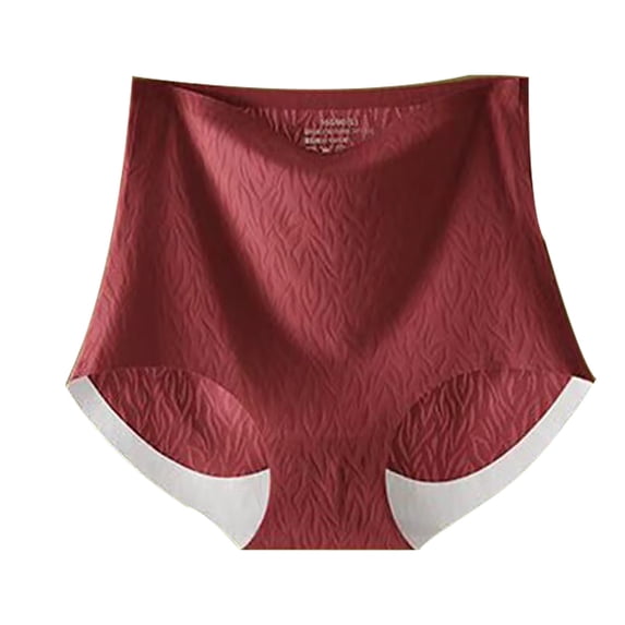 Siminsem Women’s Seamless High Waisted Panties No Show Underwear – Soft Stretchy Ladies Briefs with Tummy Control, Breathable Daily Wear, 4 Way Stretch Fabric, 1PC, Red,M