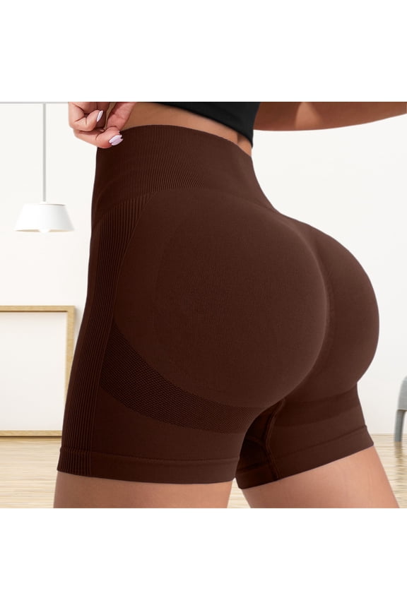Women's Seamless Workout Impact Shorts Scrunch Butt Lifting High Waisted Tummy Control Gym Biker Shorts 2.5/3.6/4.5/6 Inch 4 Way Stretch Buttery Soft, Coffee,XL