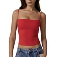 thumbnail image 1 of Siminsem Women's Slim Fit Adjustable Camisole Top, Essential Spaghetti Strap Tank, Everyday Basic for Summer Travel Outfits, Red, M, 1 of 4