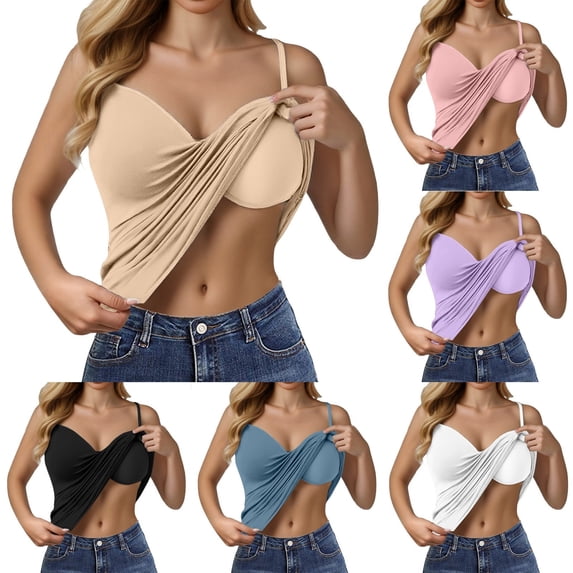 Siminsem Women's Soft Seamless Workout Tank Top with Built in Bra Racerback Athletic Sleeveless Yoga Shirt Removable Padded Cami for Gym Training, Beige,L