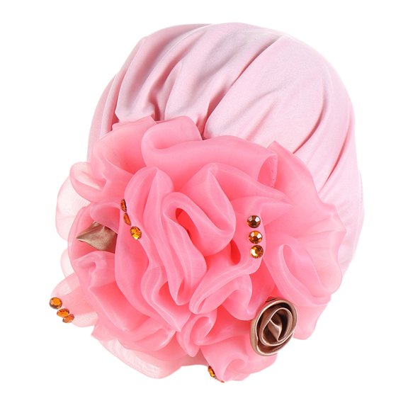 Siminsem Women's Background with Scattered Flowers Muslim Turban Cap Under $8 Slouchy Headwear Soft Stretchy Hat with Subtle Floral Print for Daily Prayer Work Casual Outings
