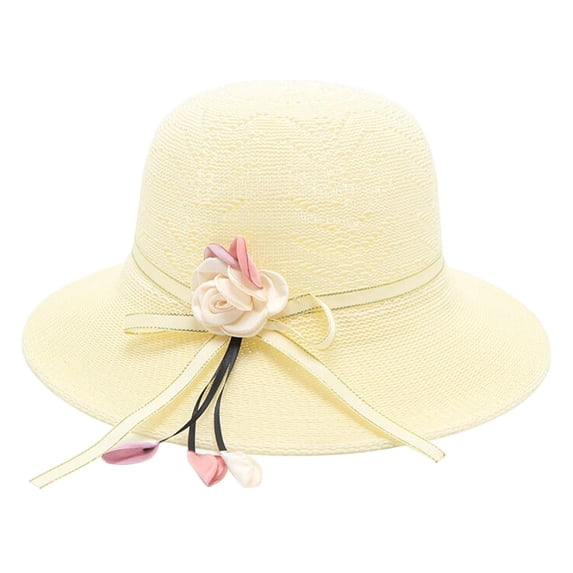 Siminsem Women's Travel Small Fresh Big Brim Beach Sun Cool Hat Under $10 UPF 40+ Lightweight Seaside Sunshade Hat with Adjustable Chin Strap Foldable Wide Brim Sun Hat for Vacation Pool Cruise