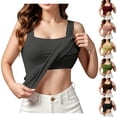 thumbnail image 1 of Siminsem Women's Wide Strap Shelf Bra Tank Top with Built in Bra Cotton Tummy Control Shaper Camisole Adjustable Straps Scoop Neck Light Support Layering Cami, Black,L, 1 of 9