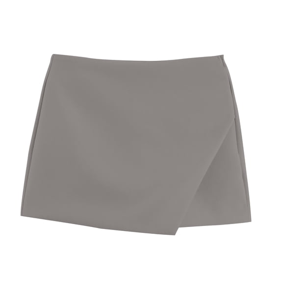 Siminsem Womens Asymmetric Skort with Pockets High Waisted A Line Zipper Solid Color Flowy Skirt Shorts Built in Casual Summer Skort for Golf Tennis Beach Travel, Grey, XS