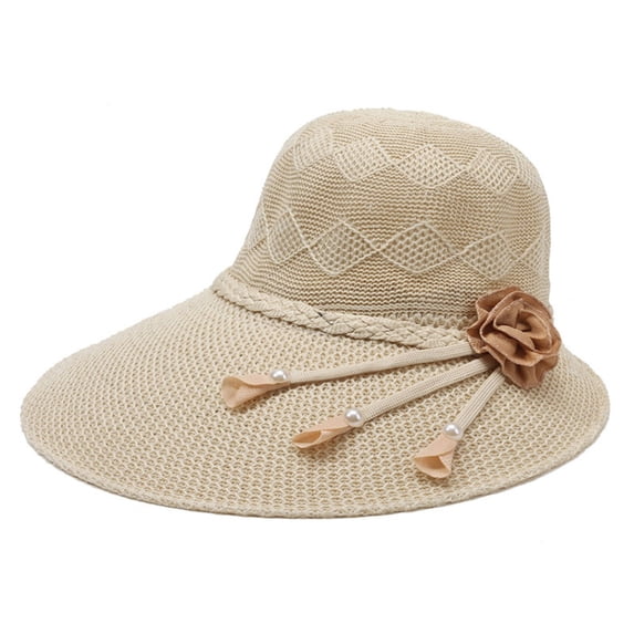 Siminsem Womens Packable Foldable Wide Brim Sun Hat UPF 50+, 2026 Summer Roll Up Beach Hat for Women with Adjustable Drawstring, Lightweight Breathable Floppy Cap for Travel Vacation, Beige, One Size