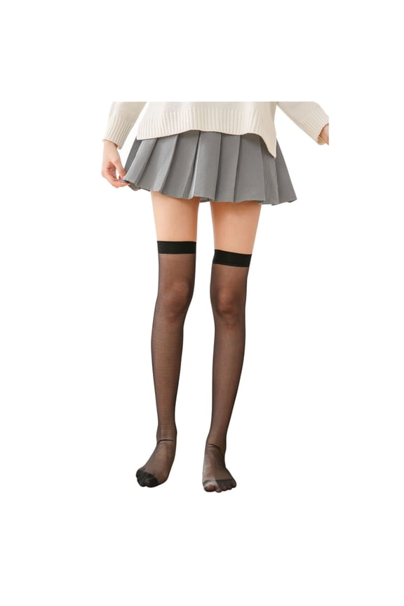 Womens Thigh High Stockings Under $5 Nylon Shiny Silky Sheer Control Top Tights Stay Up Glossy Hosiery 1 Pair