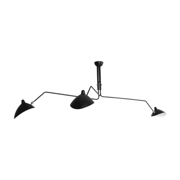 Serge Mouille Three-Arm Ceiling Lamp Black