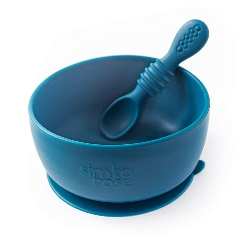 Silicone Baby Bowl & Spoon Set - Blue