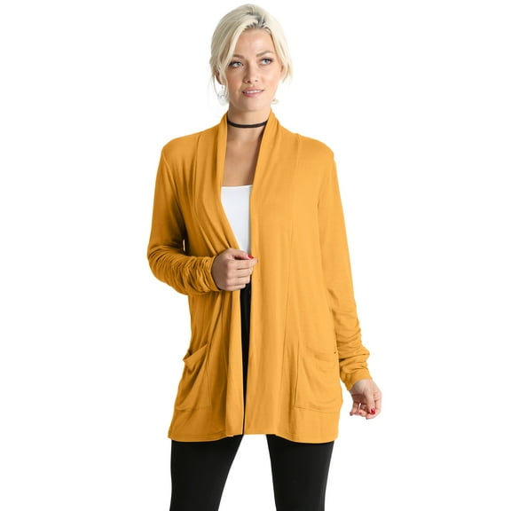 Simlu Long Sleeve Lightweight Cardigan Sweater for Women with Pockets Reg. and Plus Size