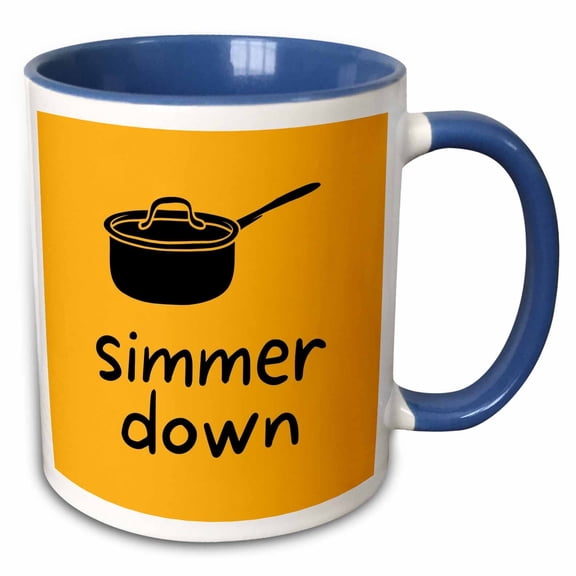 3drose, Simmer Down Kitchen Decor, 11oz Two-tone Blue Mug