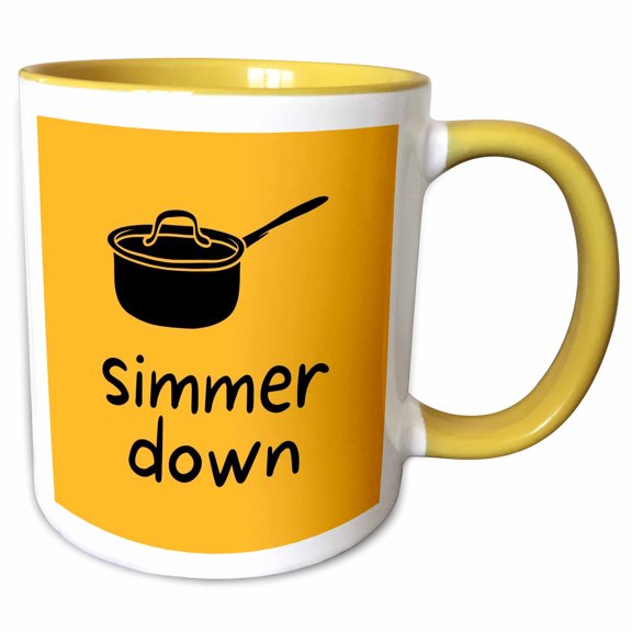 3drose, Simmer Down Kitchen Decor, 11oz Two-tone Yellow Mug