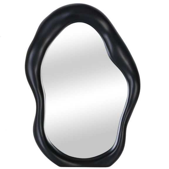 Simmer Stone Polymorph Pattern Irregular Makeup Mirror Tabletop Vanity Mirror Cosmetic Desktop Mirror Hanging Wall Mirrors Desk Countertop Dressing for Home Bedroom Decorative Black