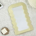 thumbnail image 1 of Simmer Stone Wave Pattern Irregular Makeup Mirror Tabletop Vanity/ Cosmetic Desktop Mirror Hanging/ Wall Mirrors Desk Countertop Dressing for Home Bedroom Decorative Yellow, 1 of 10