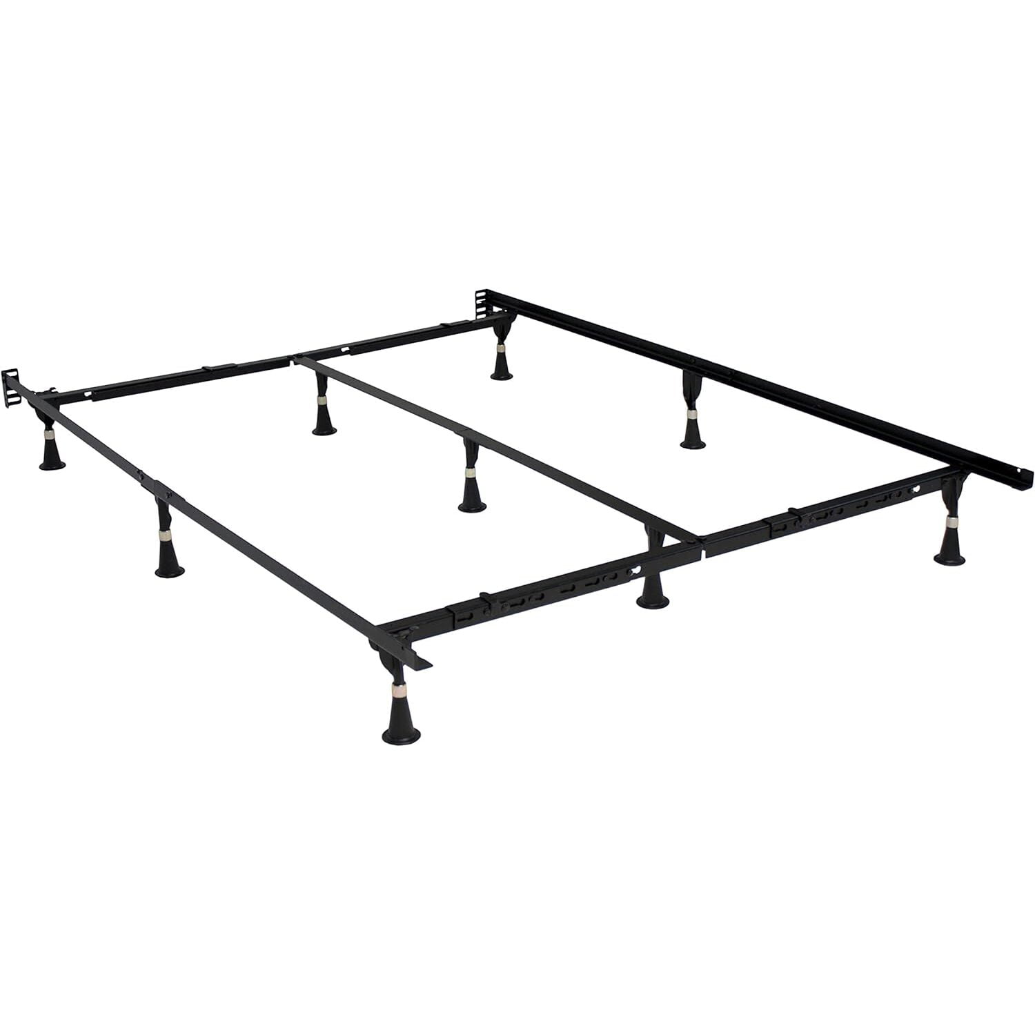 King Black Metal Frame Box-Spring Bed Base
