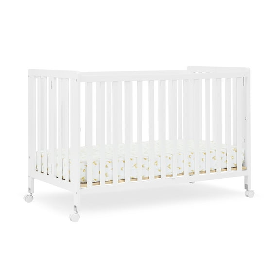 Simmons Kids Aria Full Size Portable Folding Crib - Greenguard Gold Certified, Bianca White