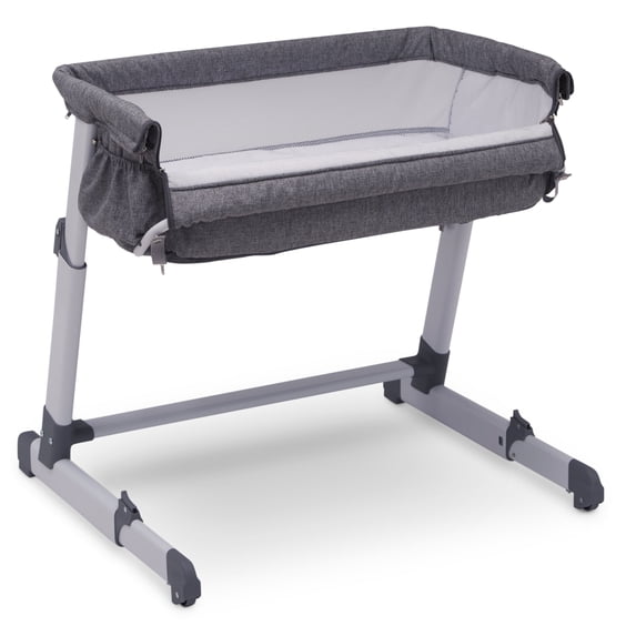 Simmons Kids Dream Bedside Baby Bassinet Sleeper with Breathable Mesh and Adjustable Heights - Lightweight Portable Crib, Grey