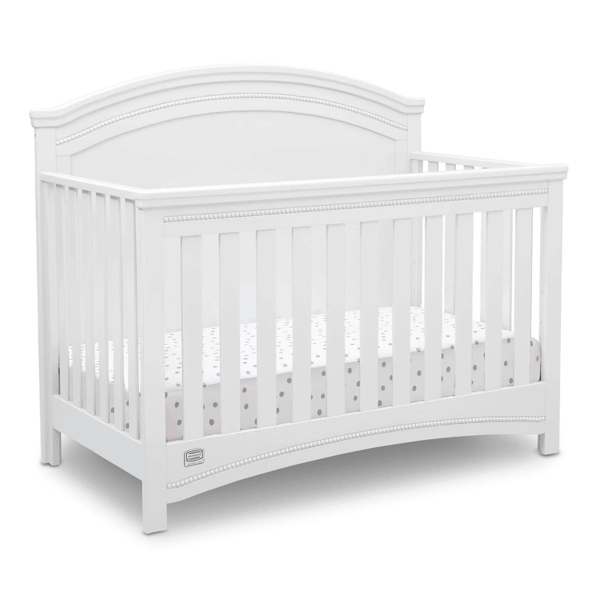Simmons Kids Emma 4-in-1 Convertible Baby Crib - Greenguard Gold Certified, Bianca White