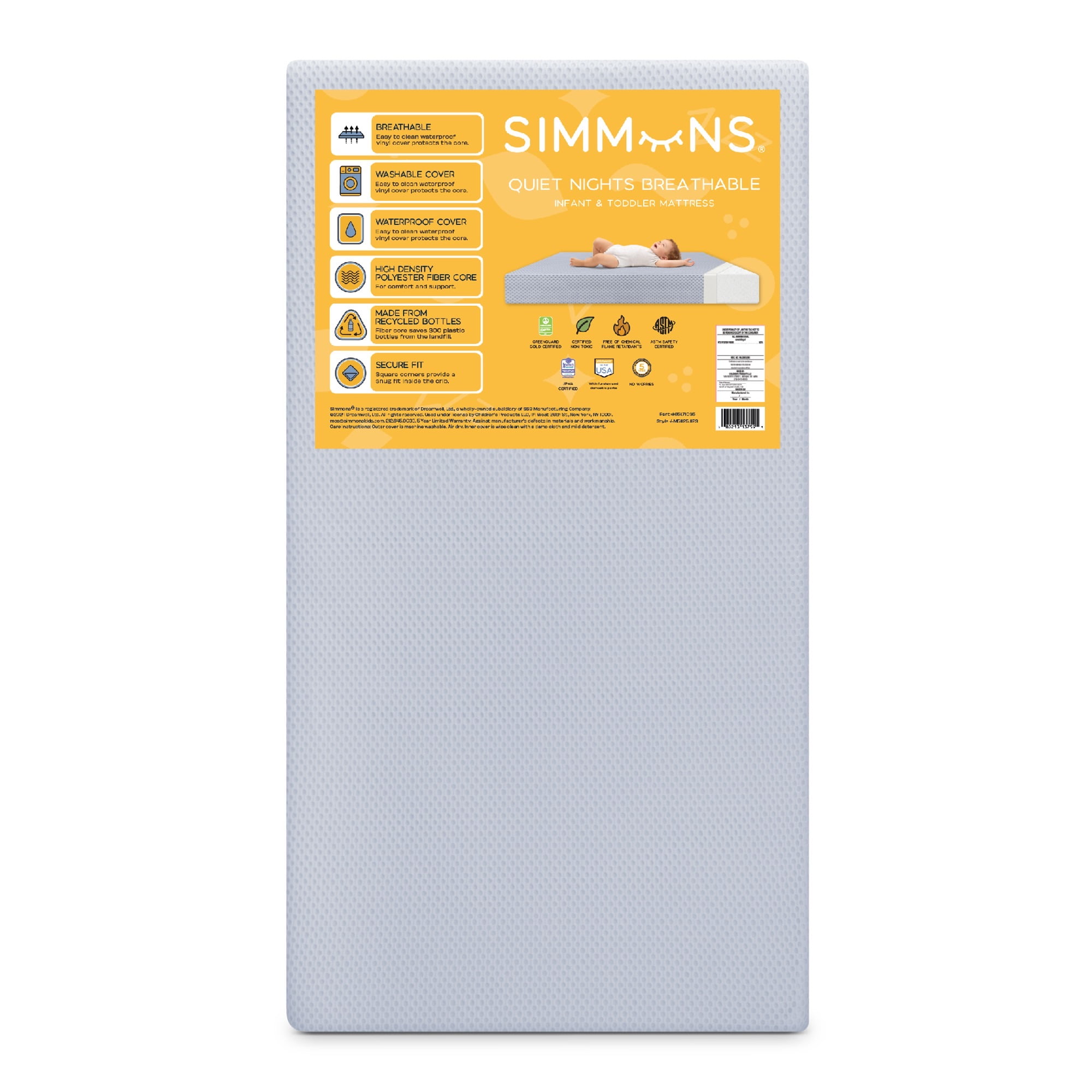 Simmons Kids Silver Nights Dual Sided 2-Stage Baby Crib Mattress
