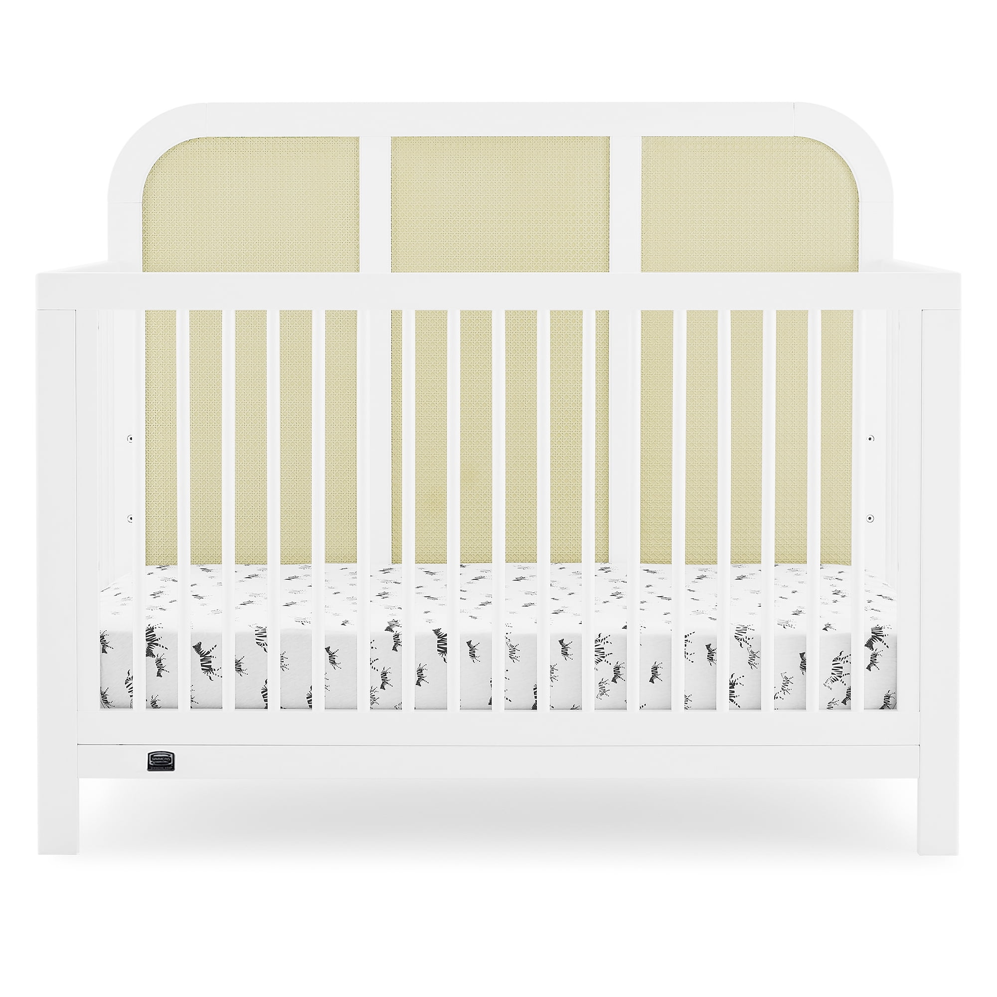 Simmons Kids Theo 6-in-1 Convertible Crib - Greenguard Gold Certified, Bianca White/Textured Almond
