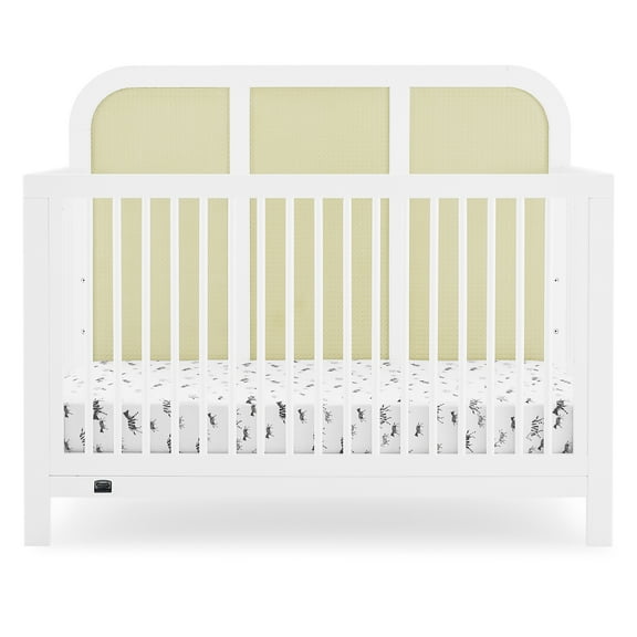 Simmons Kids Theo 6-in-1 Convertible Crib - Greenguard Gold Certified, Bianca White/Textured Almond