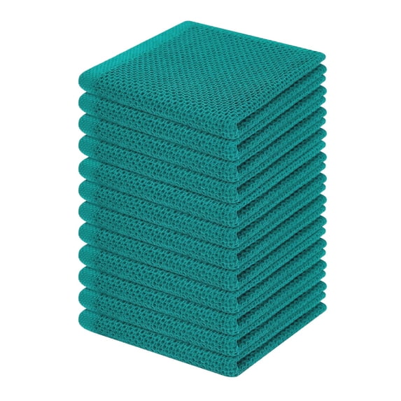 Simmore 100% Cotton Waffle Weave Dish Cloths for Washing Dishes, Super Soft and Highly Absorbent Dish Cloths for Kitchen, 12x12 Inches, 12-Pack, Teal