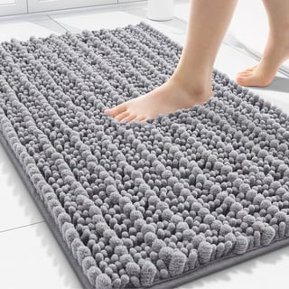 Simmore Bathroom Rugs 30x20, Ultra Absorbent Chenille Bath Mat, Non Slip Machine Washable Bath Rugs for Tub, Shower Floor, Grey