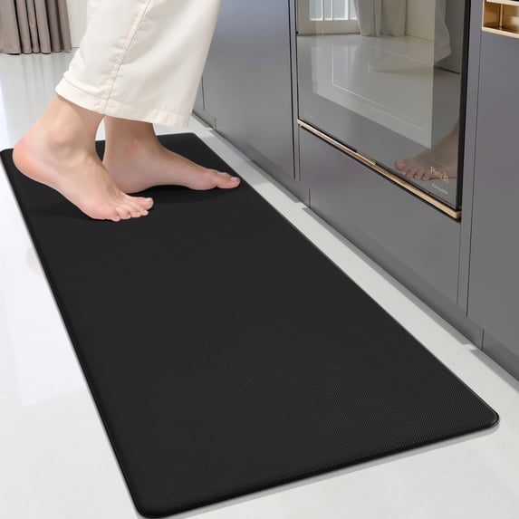 Simmore Kitchen Rugs, Non Skid Washable Kitchen Mats, Anti Fatigue Standing Mat for Kitchen Floor, Sink, 17.3”x48”, Black