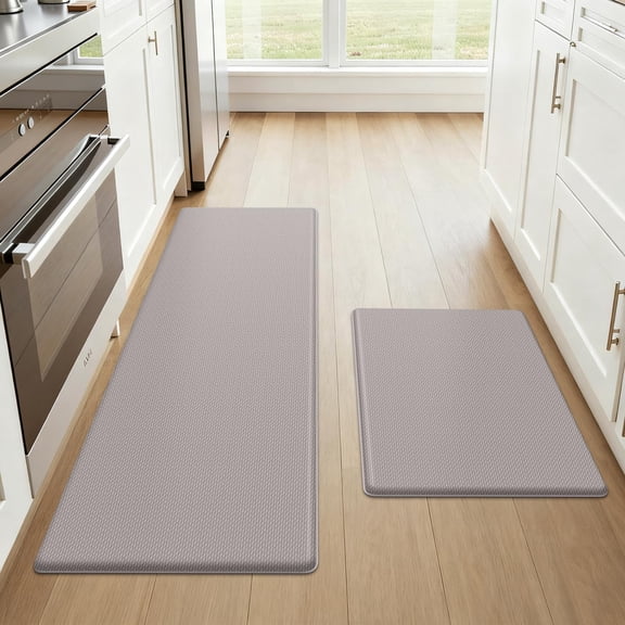 Simmore Kitchen Rugs and Mats Non Skid Washable Sets of 2, Absorbent Waterproof kitchen Rugs, Anti Fatigue Standing Mat for Kitchen Floor, Laundry Room, 17.3”x48” 17.3"x29", Khaki
