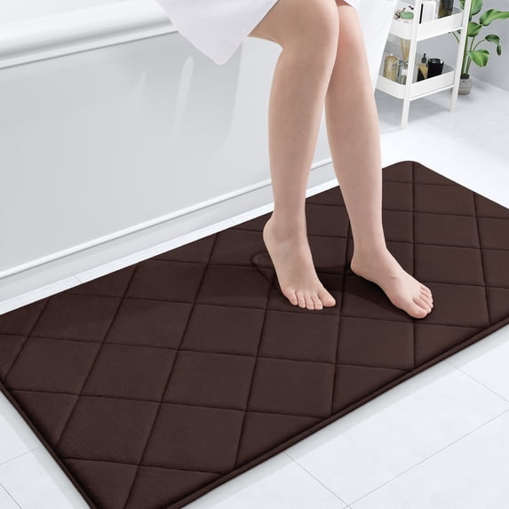 Simmore Memory Foam Bathroom Rugs 44x24, Ultra Soft Absorbent Bath Mat for Bathroom Floor, Tub, Shower, Chocolate