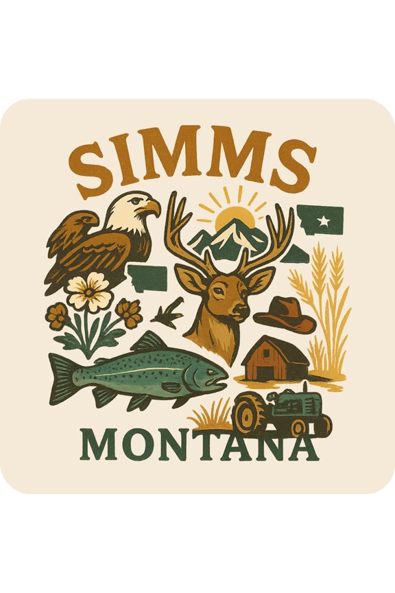 Simms Montana Keepsakes Souvenir Vinyl Sticker – Destination Travel Keepsake Collectible (3-Inches Wide)