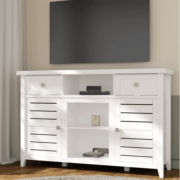Simniam TV Stand for 58" Television, Farmhouse TV Stand with Glass Door