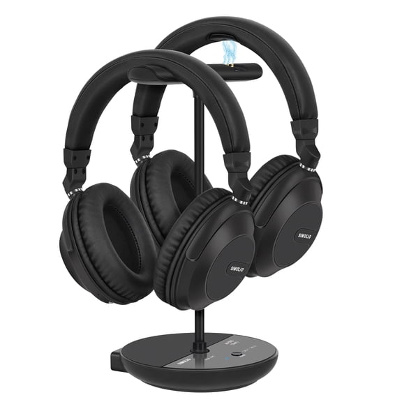 Simolio Dual Wireless Headphones for TV, 100ft Working Range, No Pairing, No Audio Delay, for Seniors, SM-737D2 (New)