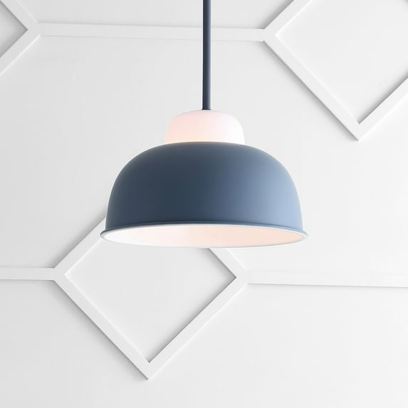 JONATHAN Y Simon 12" Adjustable Metal/Glass LED Pendant, Gray
