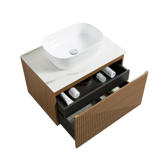 Simon 30 Wall Mount Vanity With a Porcelain Vessel Sink