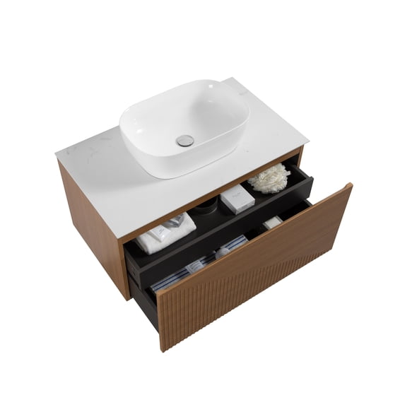 Simon 36″ Wall Mount Vanity With a Porcelain Vessel Sink