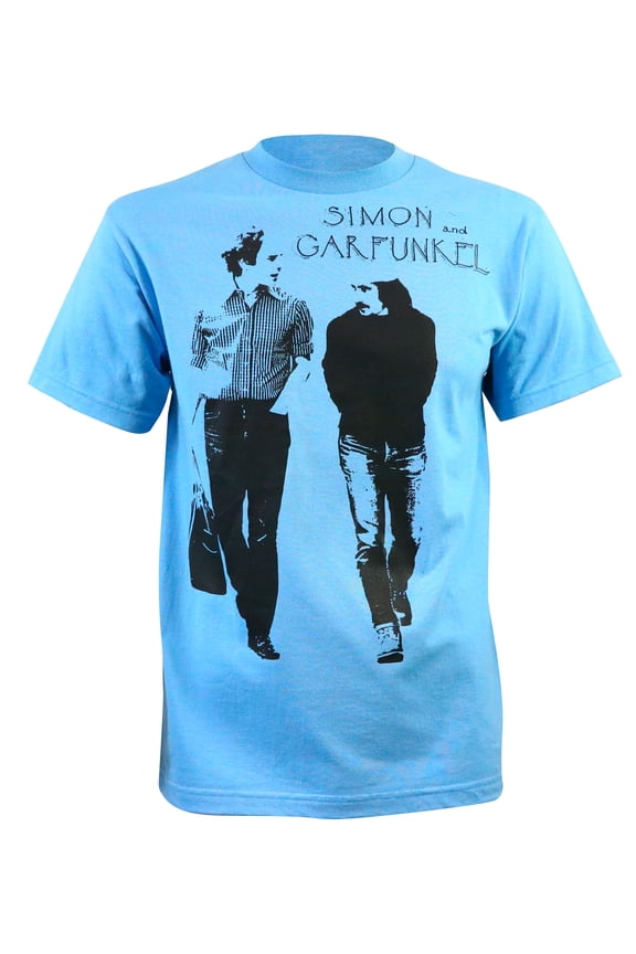 Simon And Garfunkel Men's Walking Slim Fit T-Shirt Large Blue | Licensed Control Industry Merchandise