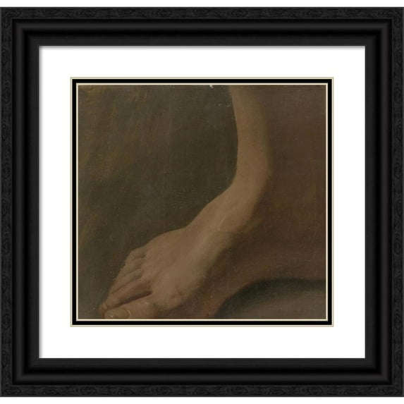 Simon Andreas Krausz 16x15 Black Ornate Wood Framed Double Matted Museum Art Print Titled - A Right Foot (1770 - 1825)