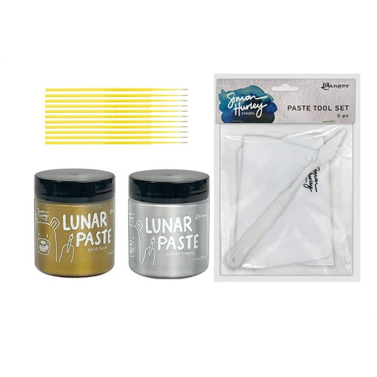 Simon Hurley Lunar Paste Bundle - Gold Rush and Silver Lining with Paste  Tool Set and Trebbies Detail Sticks