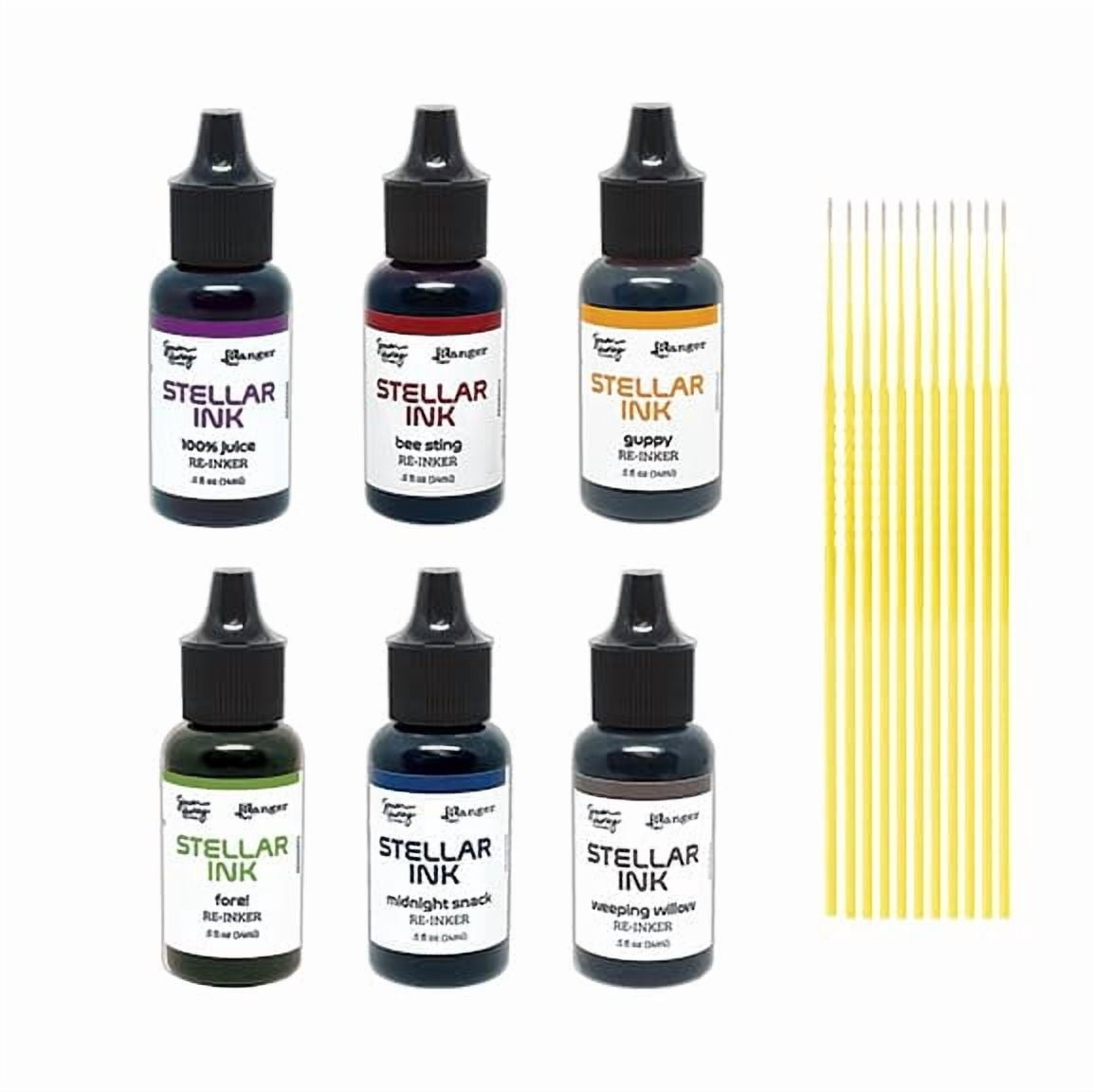 Simon Hurley Stellar Dye Ink Bundles - SHC Stellar Ink Pads & Reinkers, Released May 2025, with Trebbies Detail Sticks (6 Bold REINKERS)
