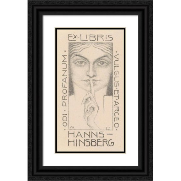 Simon Moulijn 15x24 Black Ornate Framed Double Matted Museum Art Print Titled: Ex Libris Van Hanns-Hinsberg (1925)