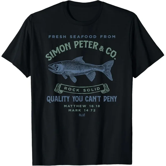 Simon Peter Co Fresh Seafood Vintage Fish Biblical Apostle Boat Unisex T-Shirt, S-5XL