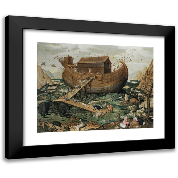 Simon de Myle 14x12 Black Modern Framed Museum Art Print Titled - Noah's Ark on the Mount Ararat