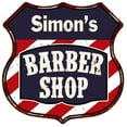 thumbnail image 1 of Simon's Barber Shop Sign Shield Metal Gift Hair Gift 211110020407, 1 of 1