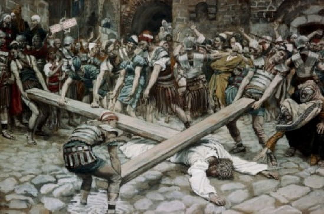 Simon the Cyrenian Compelled to Bear the Cross James Tissot (1836-1902 French) Canvas Art - James Tissot (18 x 24)