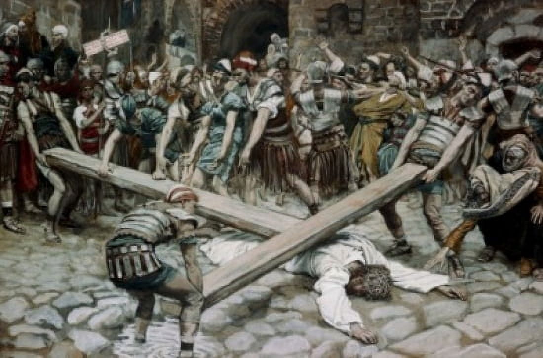Simon the Cyrenian Compelled to Bear the Cross James Tissot (1836-1902 French) Canvas Art - James Tissot (24 x 36)