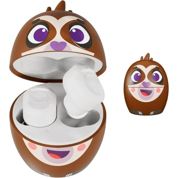 Simon the Sloth Child's Casual Listening Bluetooth In-Ear Earbud with Ear Gels, White