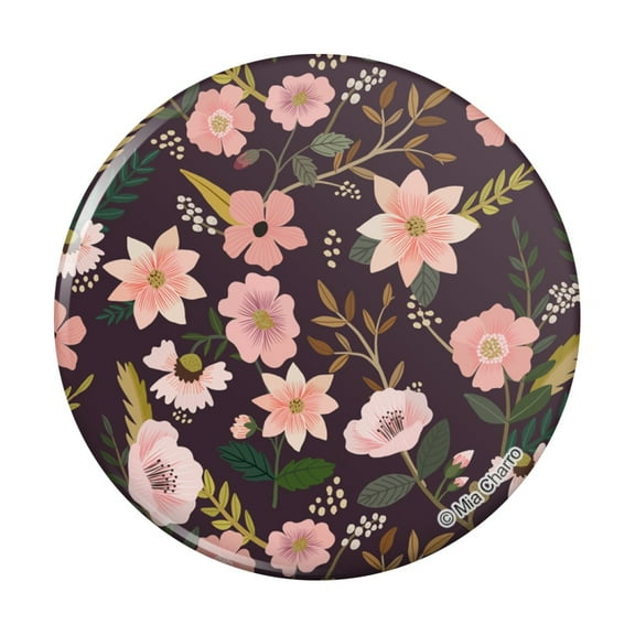 Simona Flowers Floral Pattern Pinback Button Pin