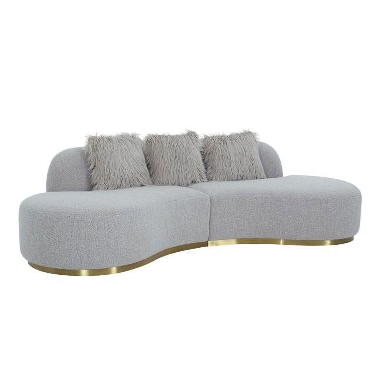Simona 110" Gray Fabric and Wood Track Arm Sofa