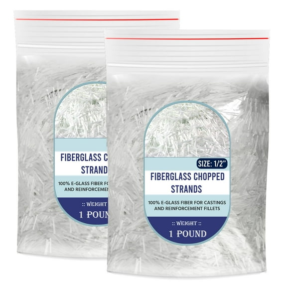 1/2" Chopped Glass Fiber Strands - 2 Pound 100% E-Glass Fiber - High Quality Fiberglass Fiber for Filler Reinforcement - Compatible with Epoxy, Vinyl Ester, and Polyester Resin System